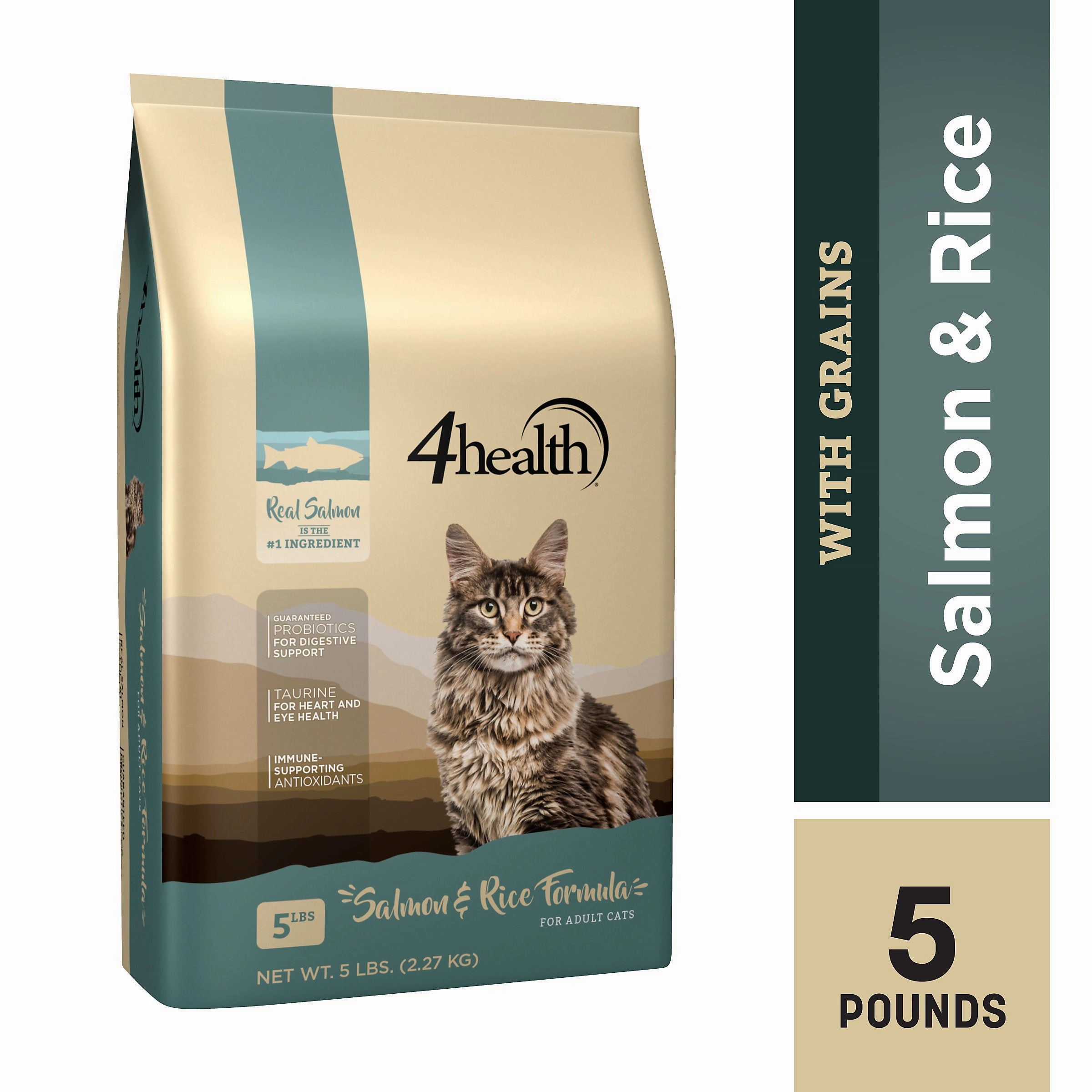 4health with Wholesome Grains Salmon & Rice Formula Dry Cat Food, 9822