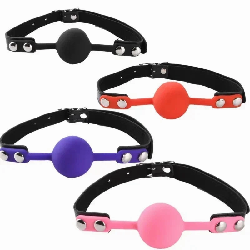 Adjustable Silicone Mouth Gag Ball - Breathable Bondage Accessory for BDSM Play