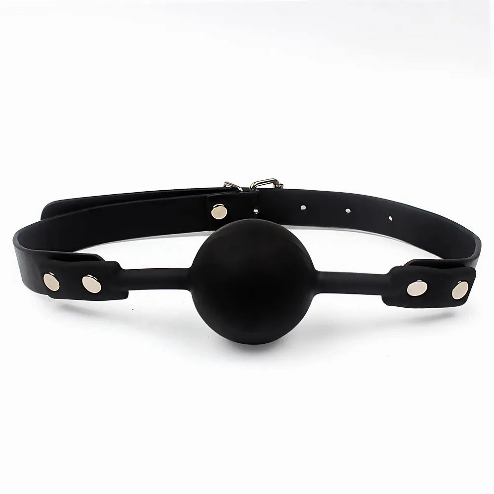Adjustable Silicone Mouth Gag Ball - Breathable Bondage Accessory for BDSM Play