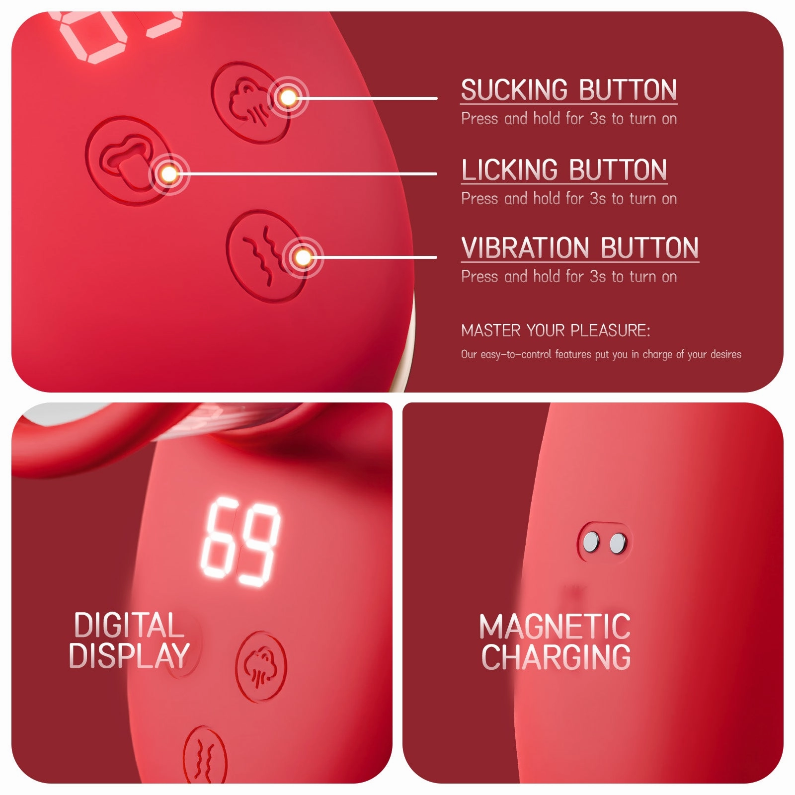 Adult Toys for Women Sucking Vibrator, 3 Sucking, 9 Tongue Licking & Vibrating Female Sex Toys Vibrators Nipple Toys