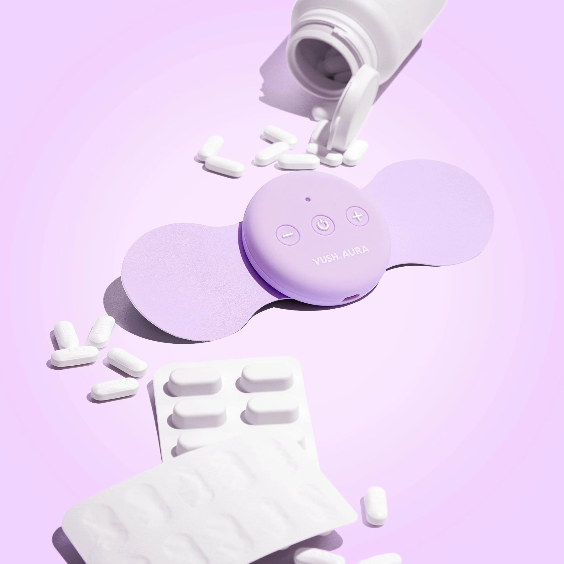 Aura - Wireless   Rechargeable Purple TENS Device for Period Pain Relief with Travel Case