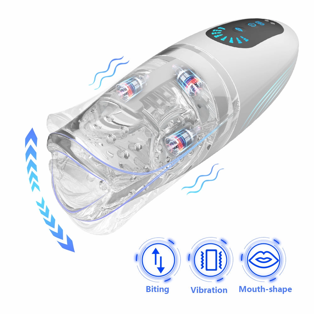 Automatic Biting Male Masturbator, 5 Biting & 8 Vibration Pocket Pussy With 3 Powerful Motors & 3D Realistic Textured