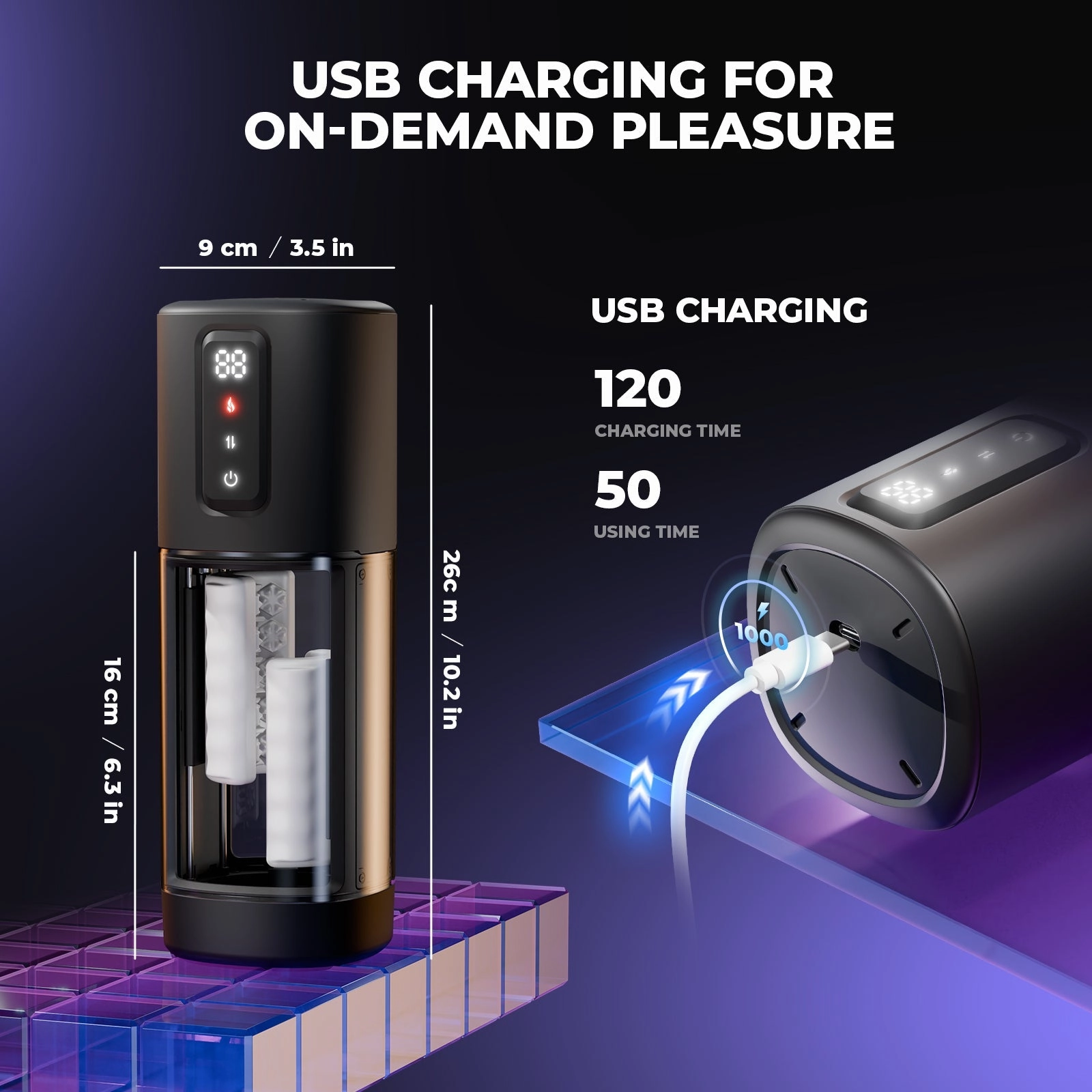 Automatic Male Masturbator with 10 Vibrations, 6 Rubbing & 2 Heating Modes