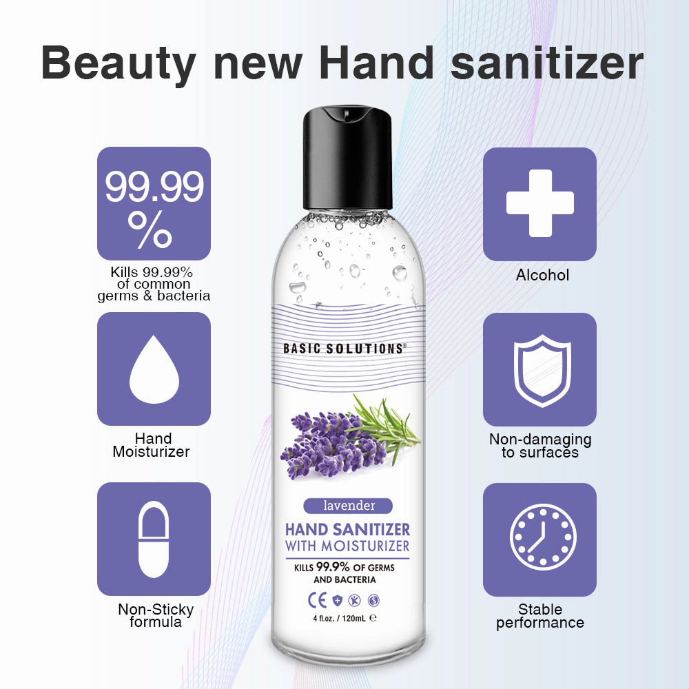 Basic Solutions Hand Sanitizer With Moisturizer 4 fl.oz. lavender scent with Vitamin E