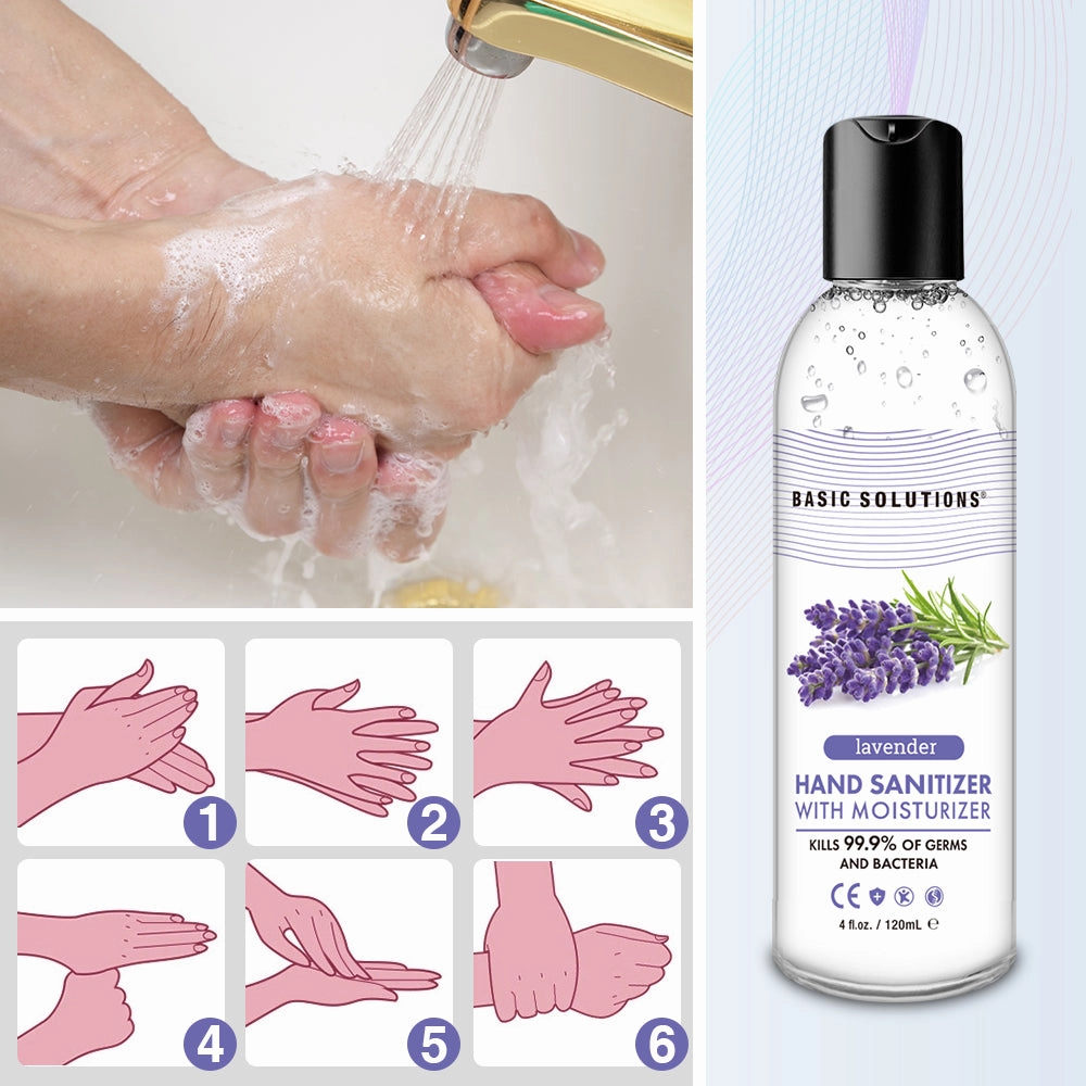 Basic Solutions Hand Sanitizer With Moisturizer 4 fl.oz. lavender scent with Vitamin E