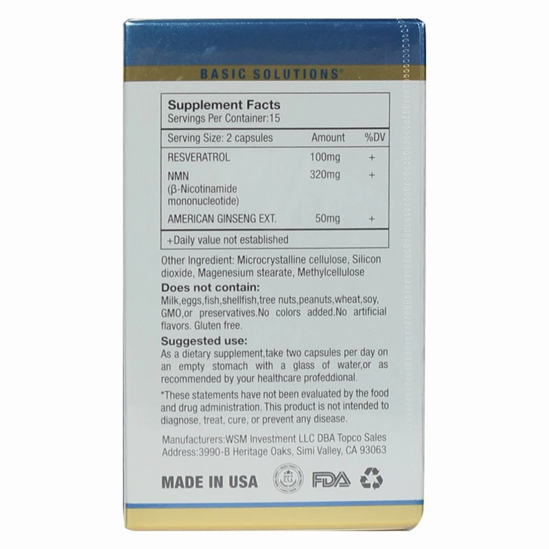 Basic Solutions NMN Capsule 30pcs 500mg