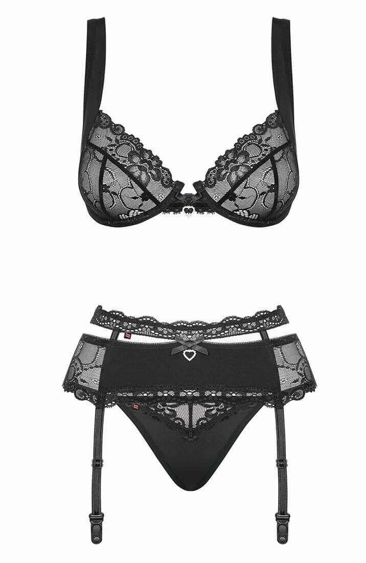 Black 3 pc lingerie set - Romantically Interested