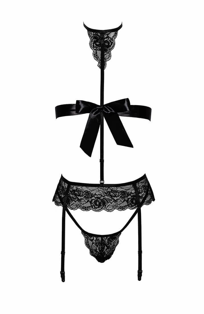 Black bow bondage lingerie set - Love Tied