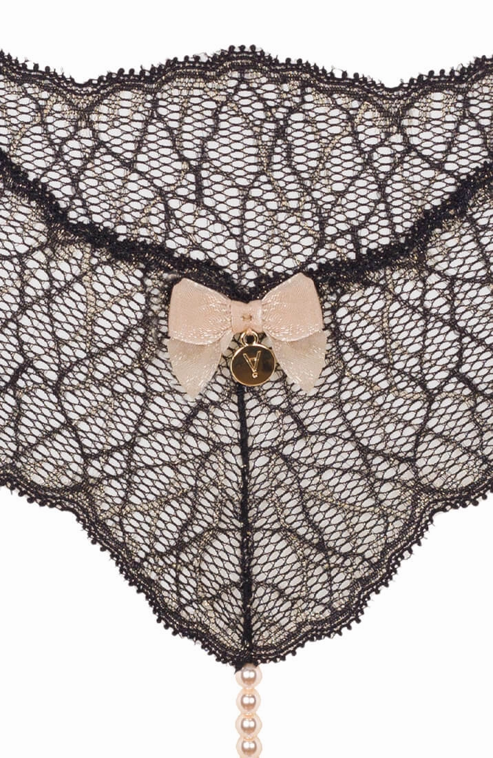 Black single pearl string - Sydney Single