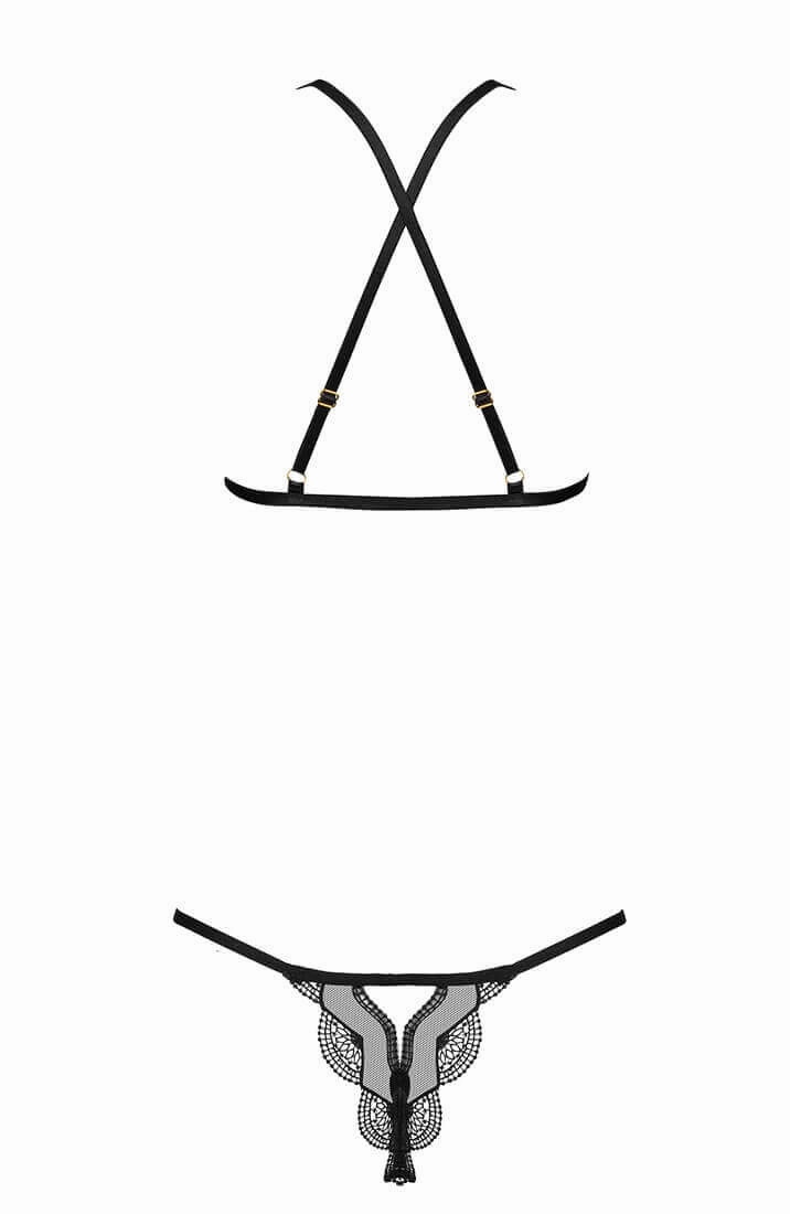 Black wet look lingerie set - Angie