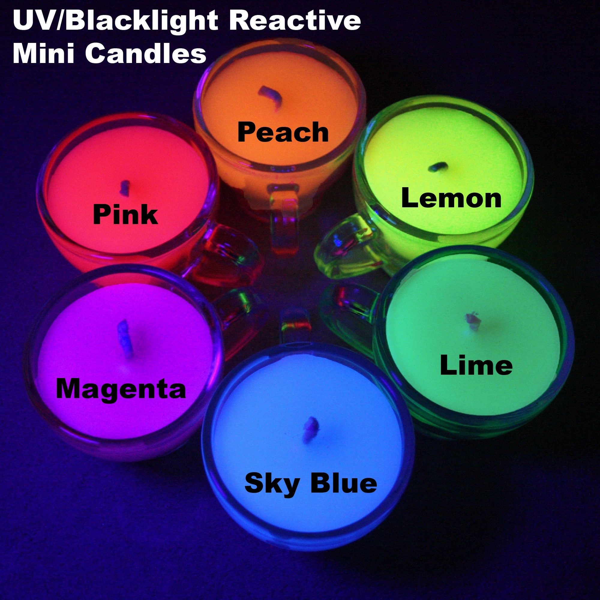Blacklight Reactive Mini Wax Play Candle - Low Temp - UV - Paraffin