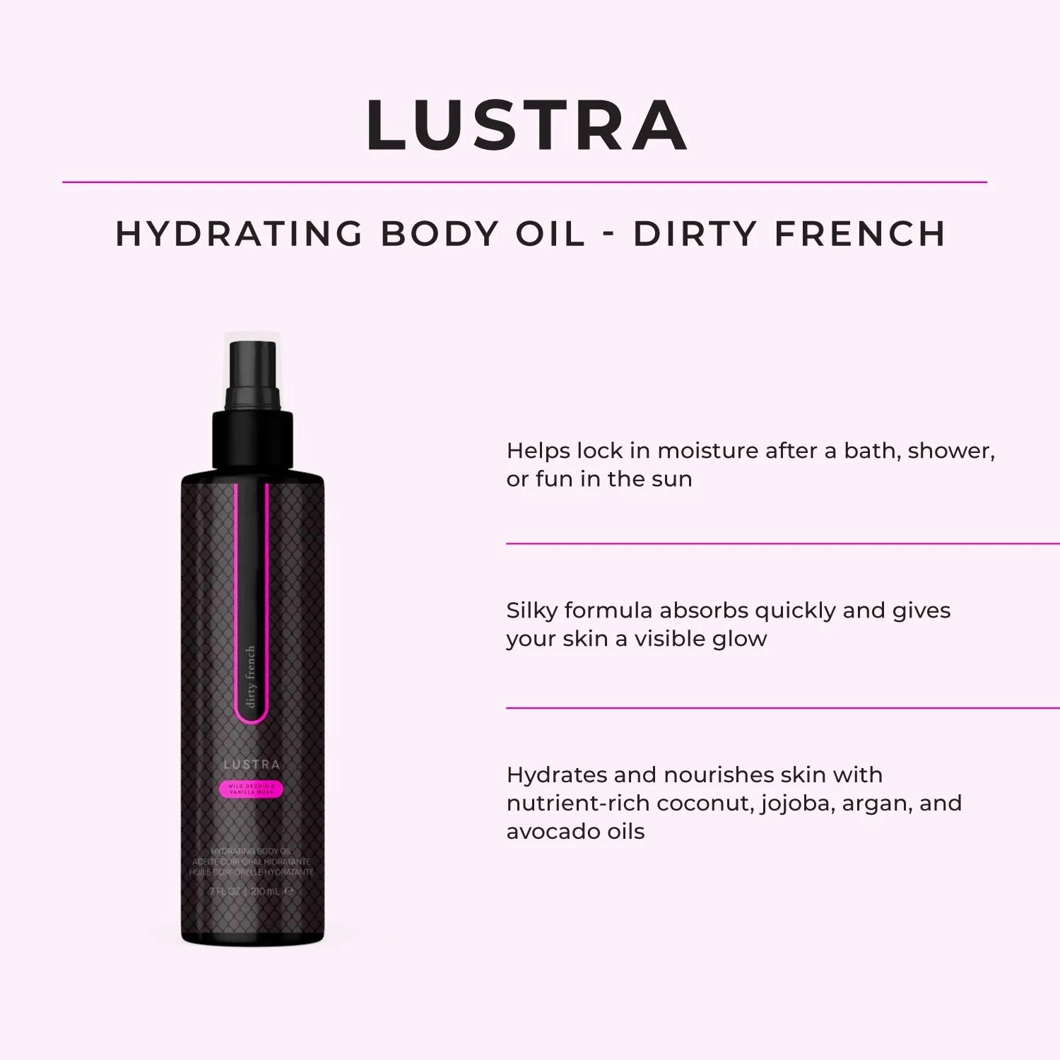 Body Dew Lustra - Pheromone Hydrating Body Oil - Dirty French - IN STOCK - 30 LEFT! - Pure Romance