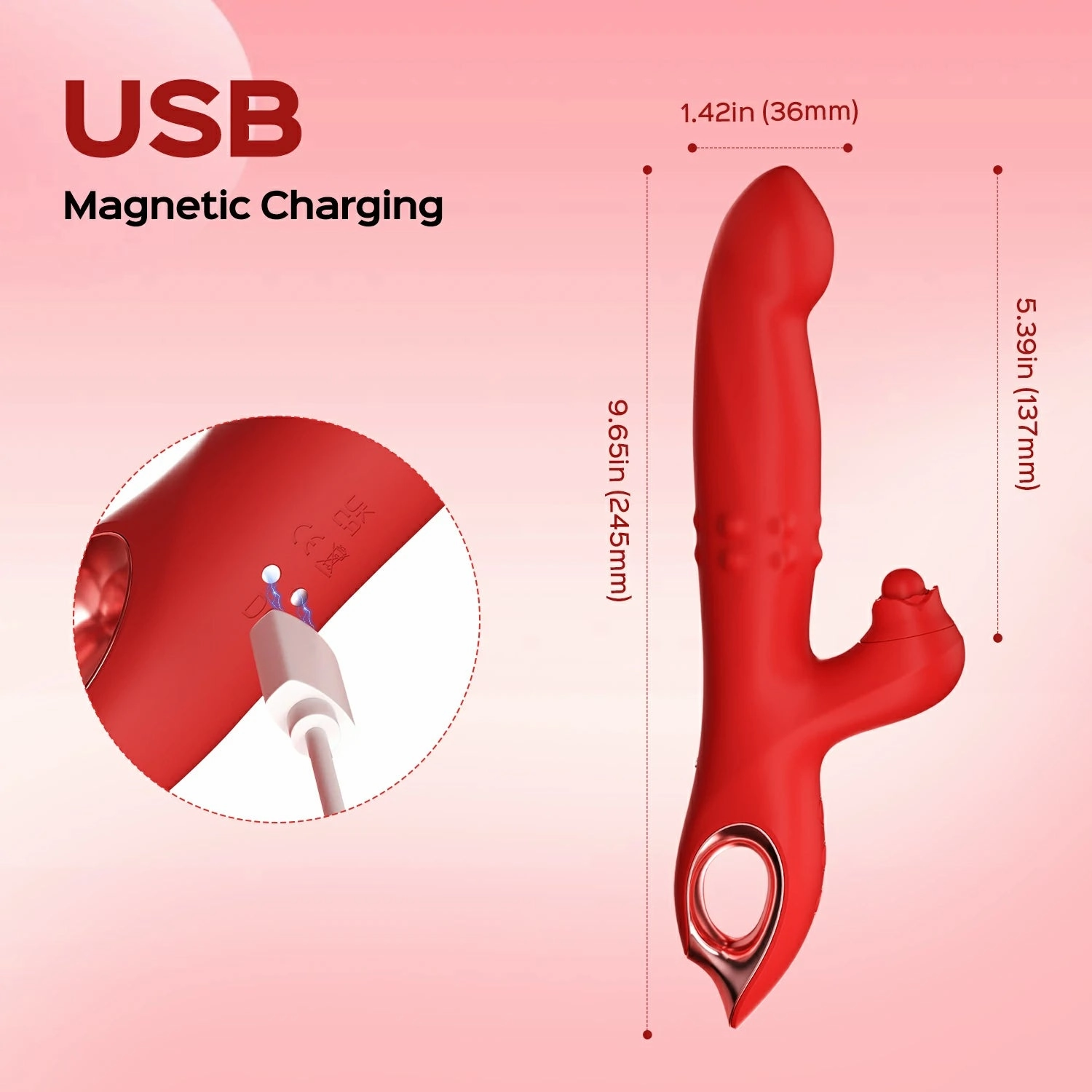 Bud - Tapping Rabbit Vibrator with Sliding Beads Ring
