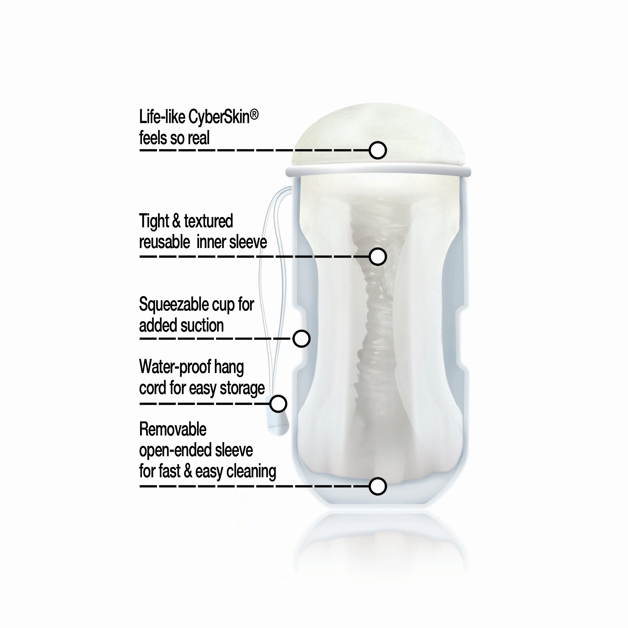 CyberSkin® Vulcan® Mouth Stroker w/Cooling Glide, Frost