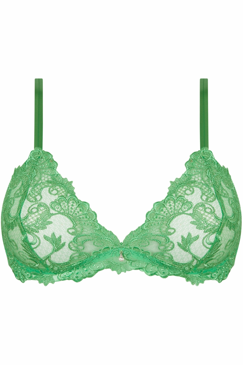 Dressing Floral Wireless Triangle Bra - Green