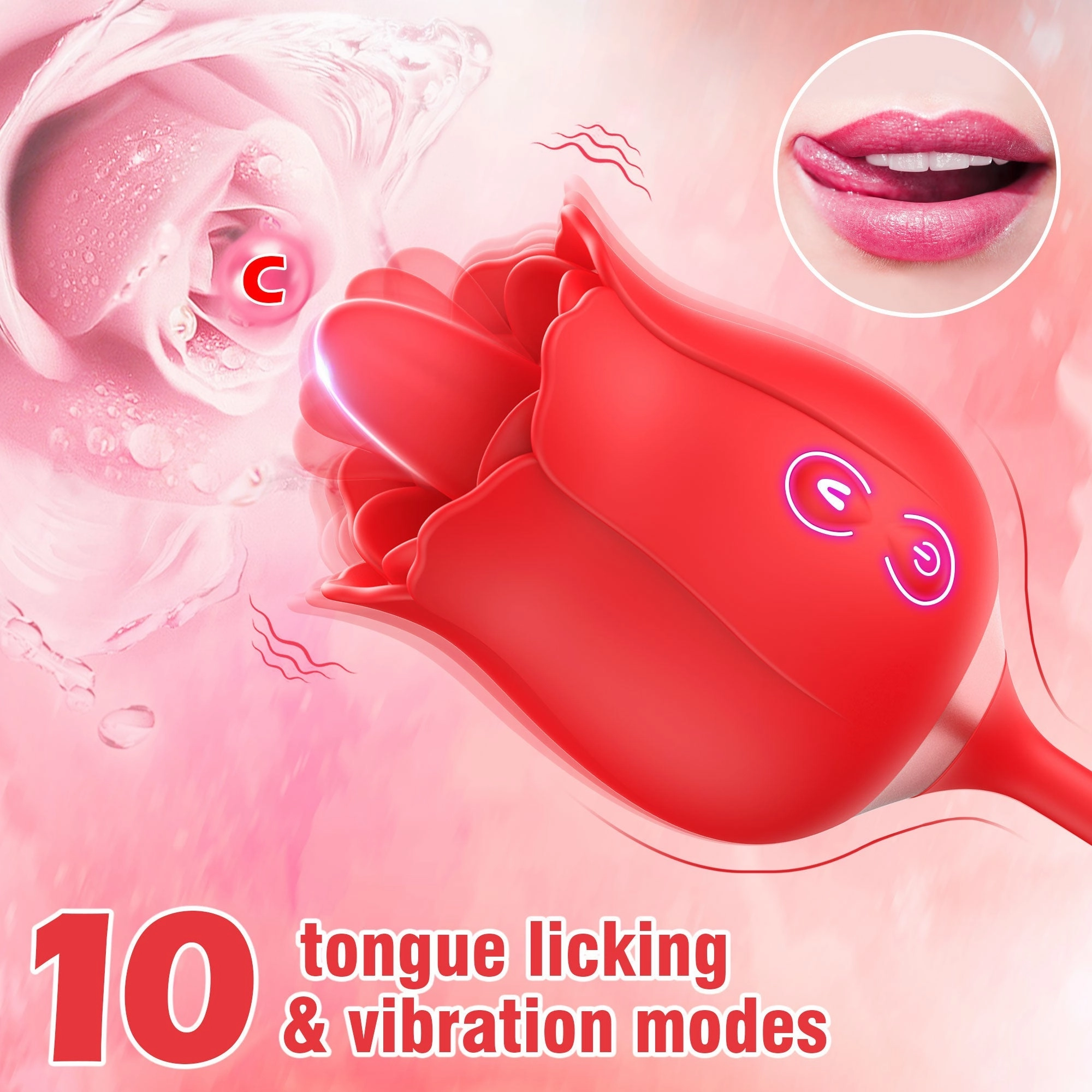 Ecliptic - Rose Vibrator with Licking & Thrusting Functions