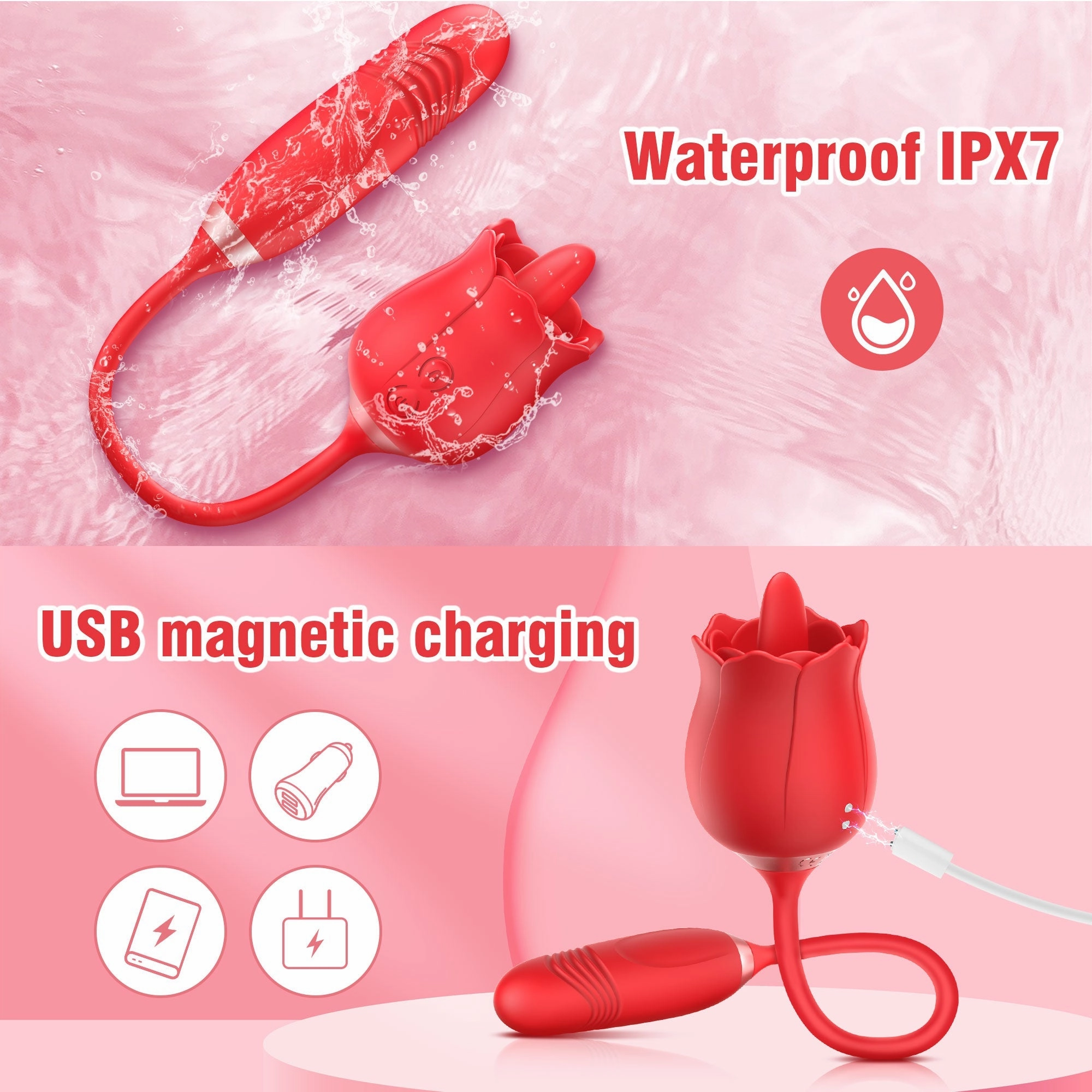 Ecliptic - Rose Vibrator with Licking & Thrusting Functions