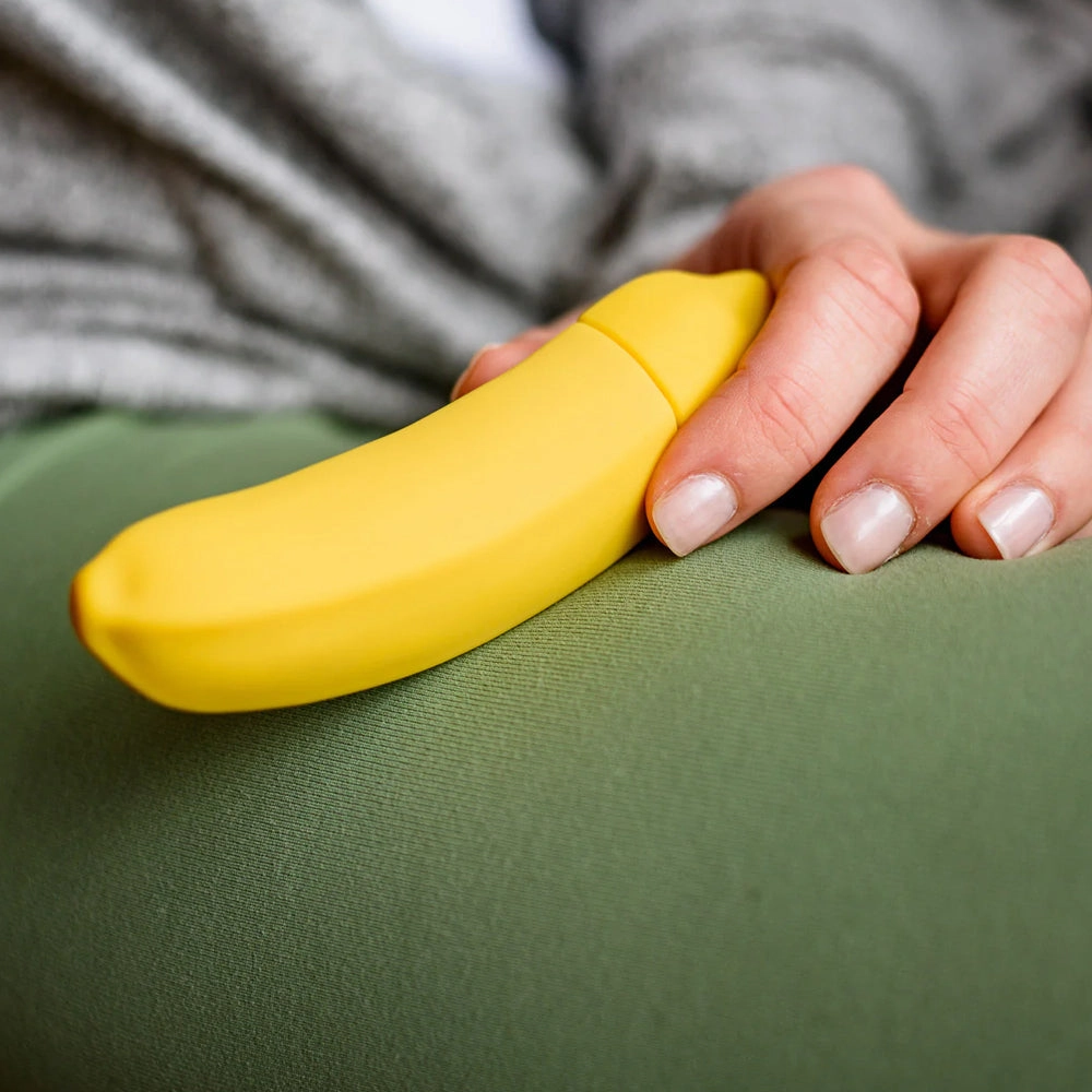 Emojibator Banana Emoji Curved Silicone Mini Vibrator