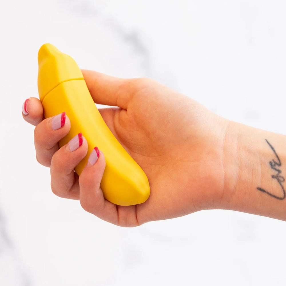 Emojibator Banana Emoji Curved Silicone Mini Vibrator