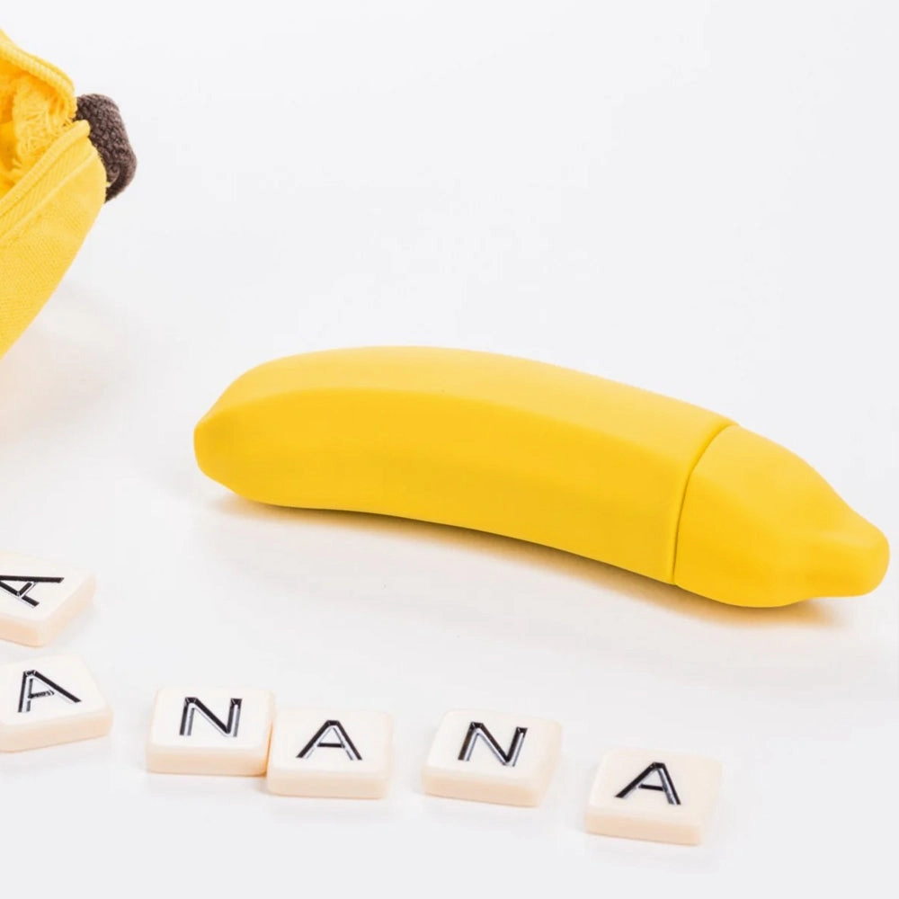 Emojibator Banana Emoji Curved Silicone Mini Vibrator