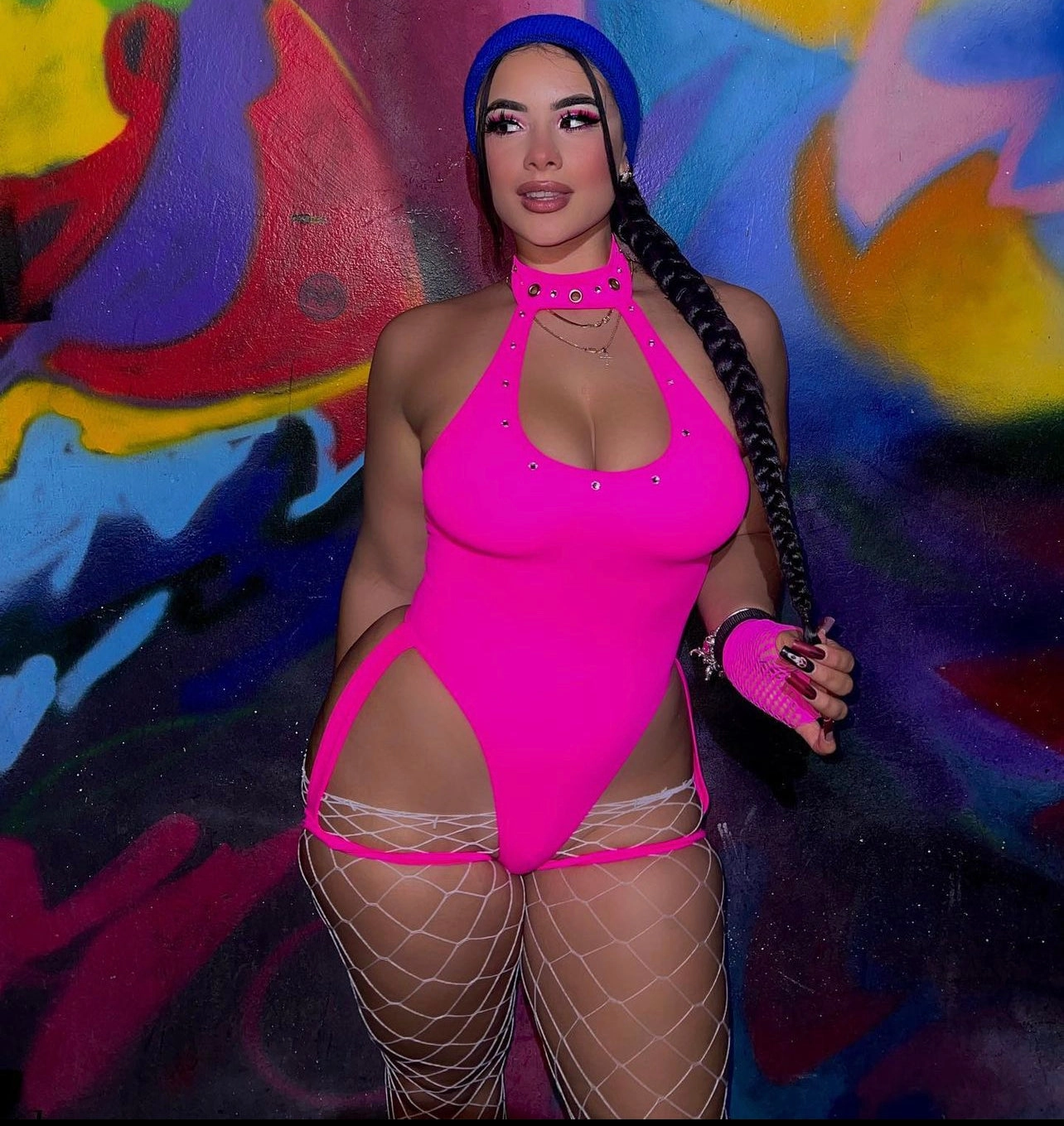 Exclusive Bejeweled Bodysuit with Garter on