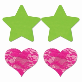 Fantasy Lingerie Glow Pasties 2PK Multi Color