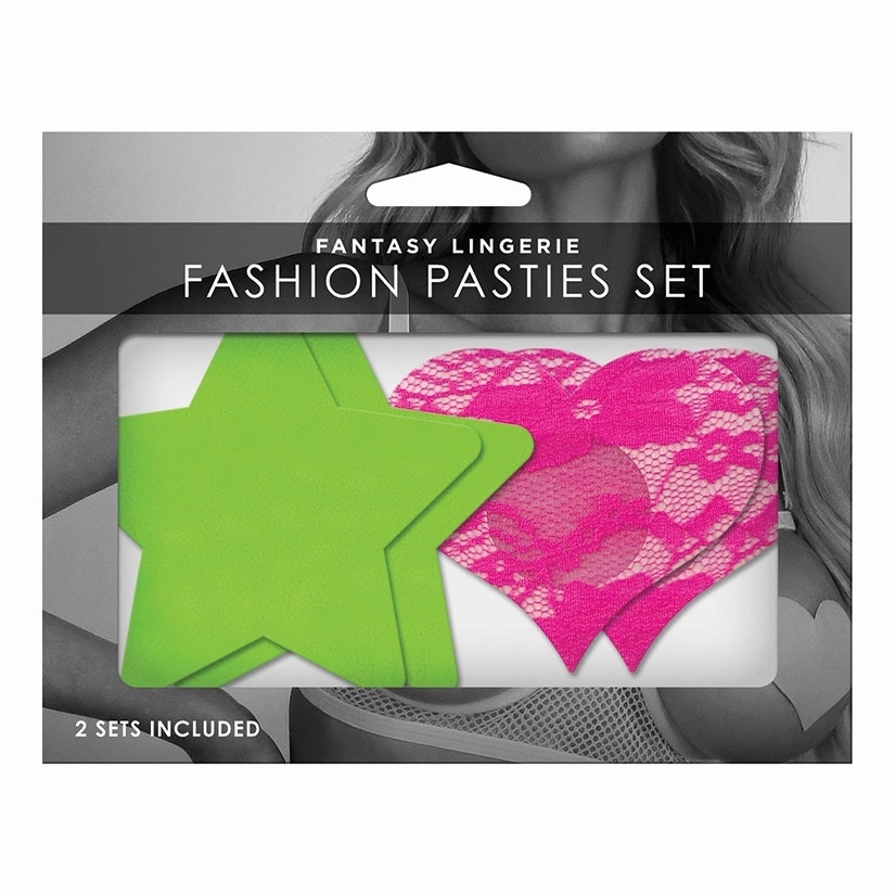 Fantasy Lingerie Glow Pasties 2PK Multi Color