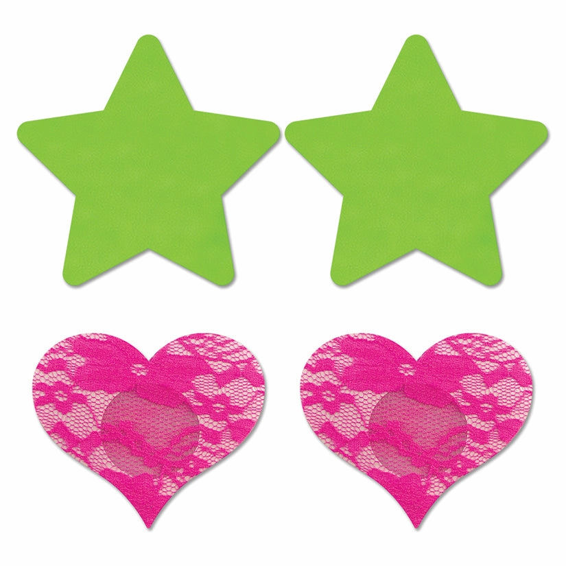 Fantasy Lingerie Glow Pasties 2PK Multi Color