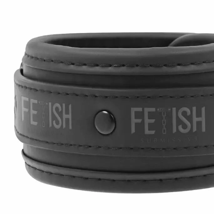 Fetish Submissive – Vegan Leather Necklace And Handcuffs With Noprene Lining