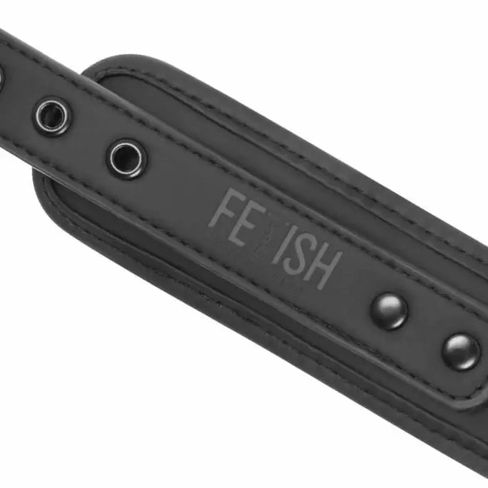Fetish Submissive – Vegan Leather Necklace And Handcuffs With Noprene Lining