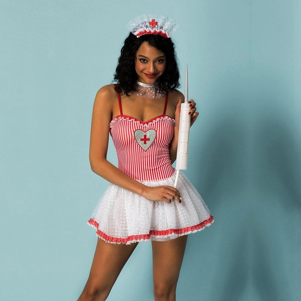 Flirty and Cute Nurse Costume with Collar