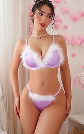 Fluffy Fantasy Panty & Bra in Lilac