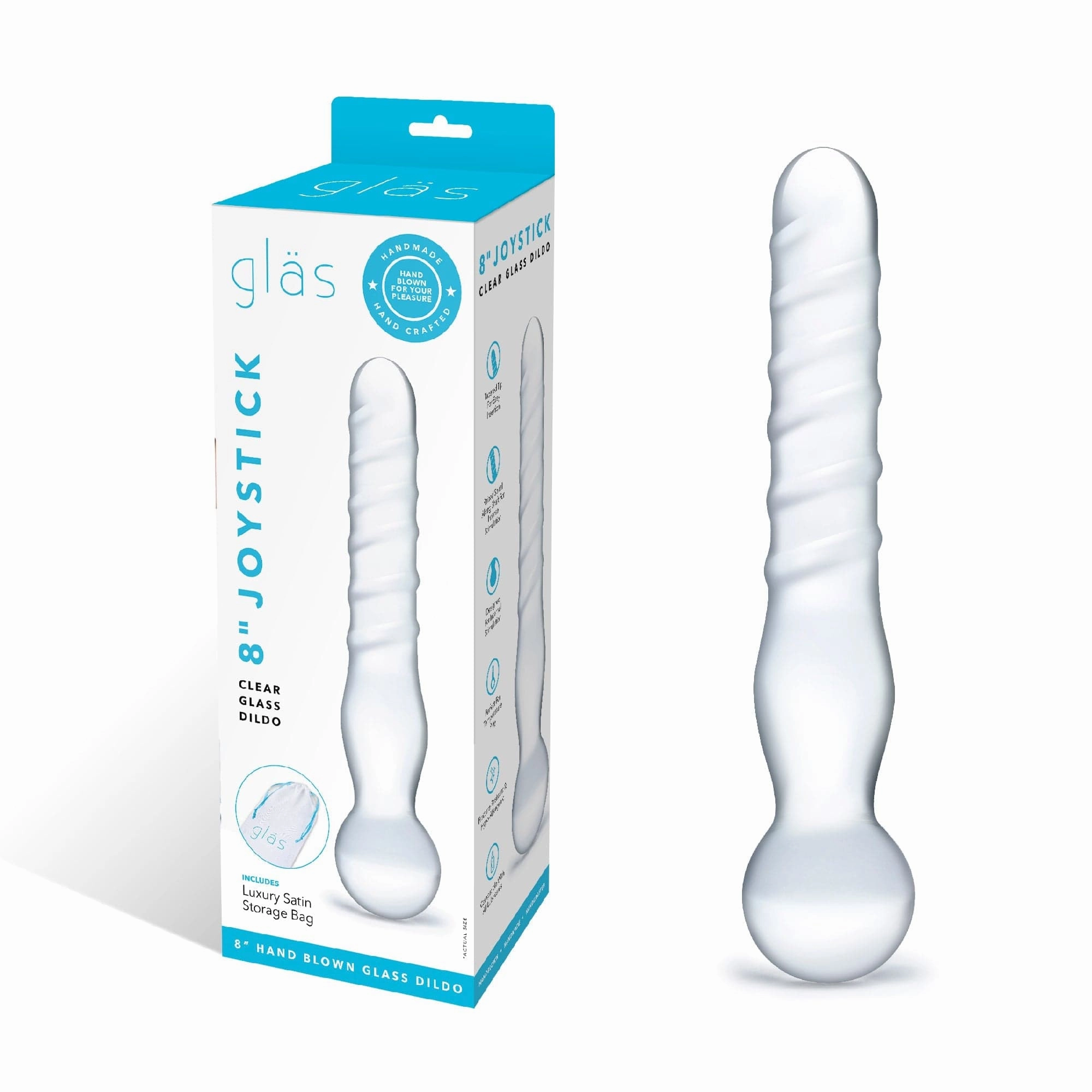 Glas - Joystick Clear Glass Dildo 8" (Clear)