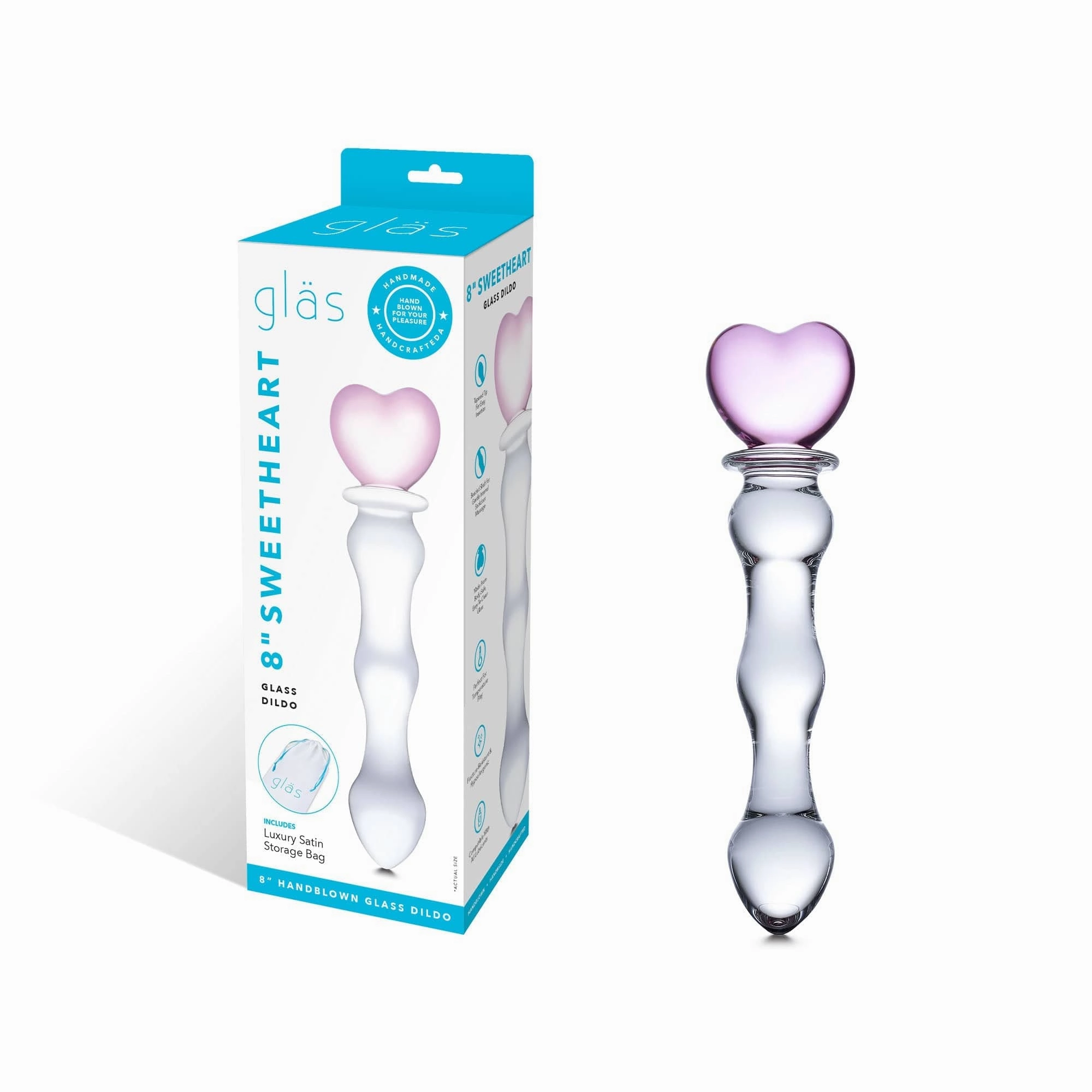 Glas - Sweetheart Glass Dildo 8" (Pink/Clear)