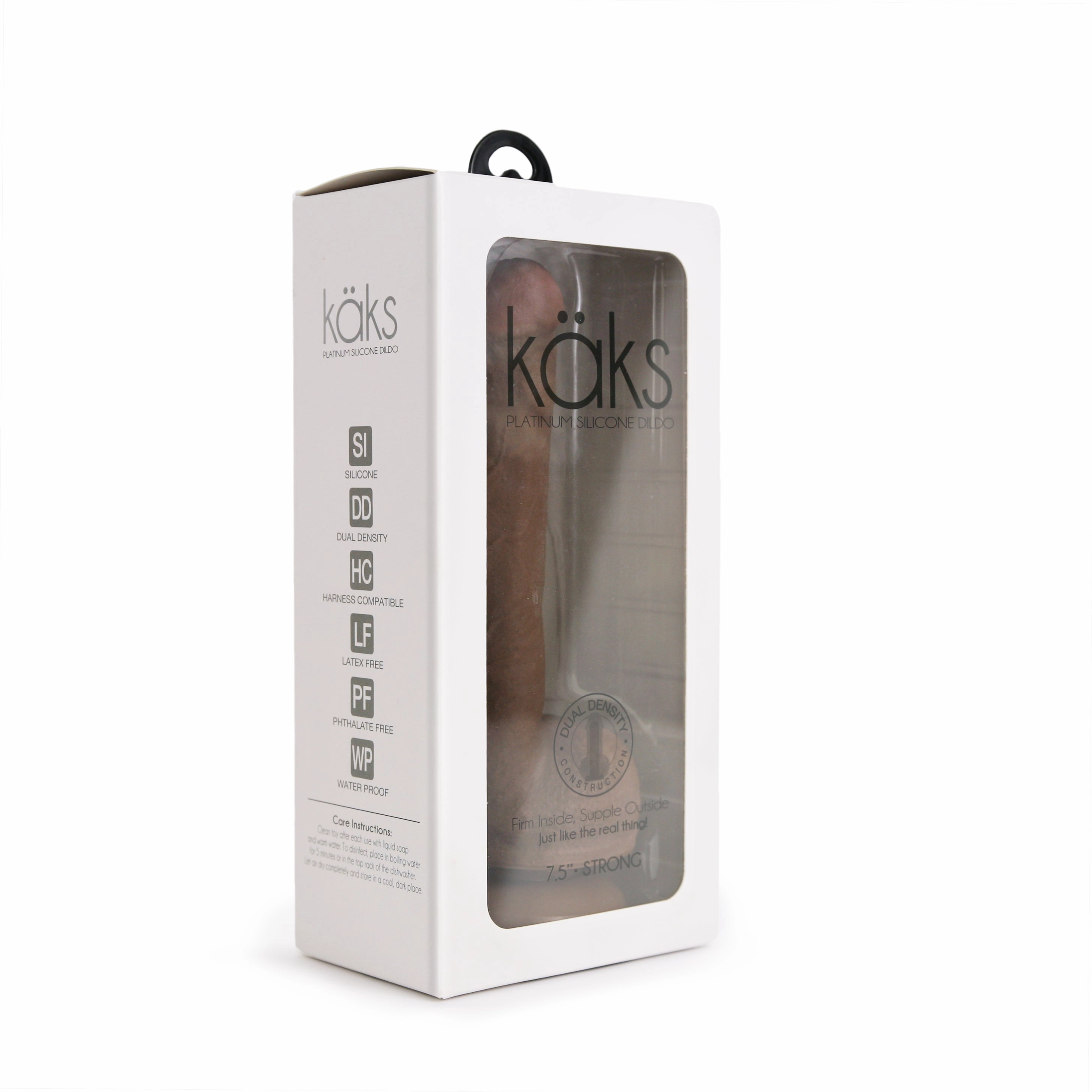 Kaks Dual-Density Platinum Silicone Dildo, 7.5 Dark
