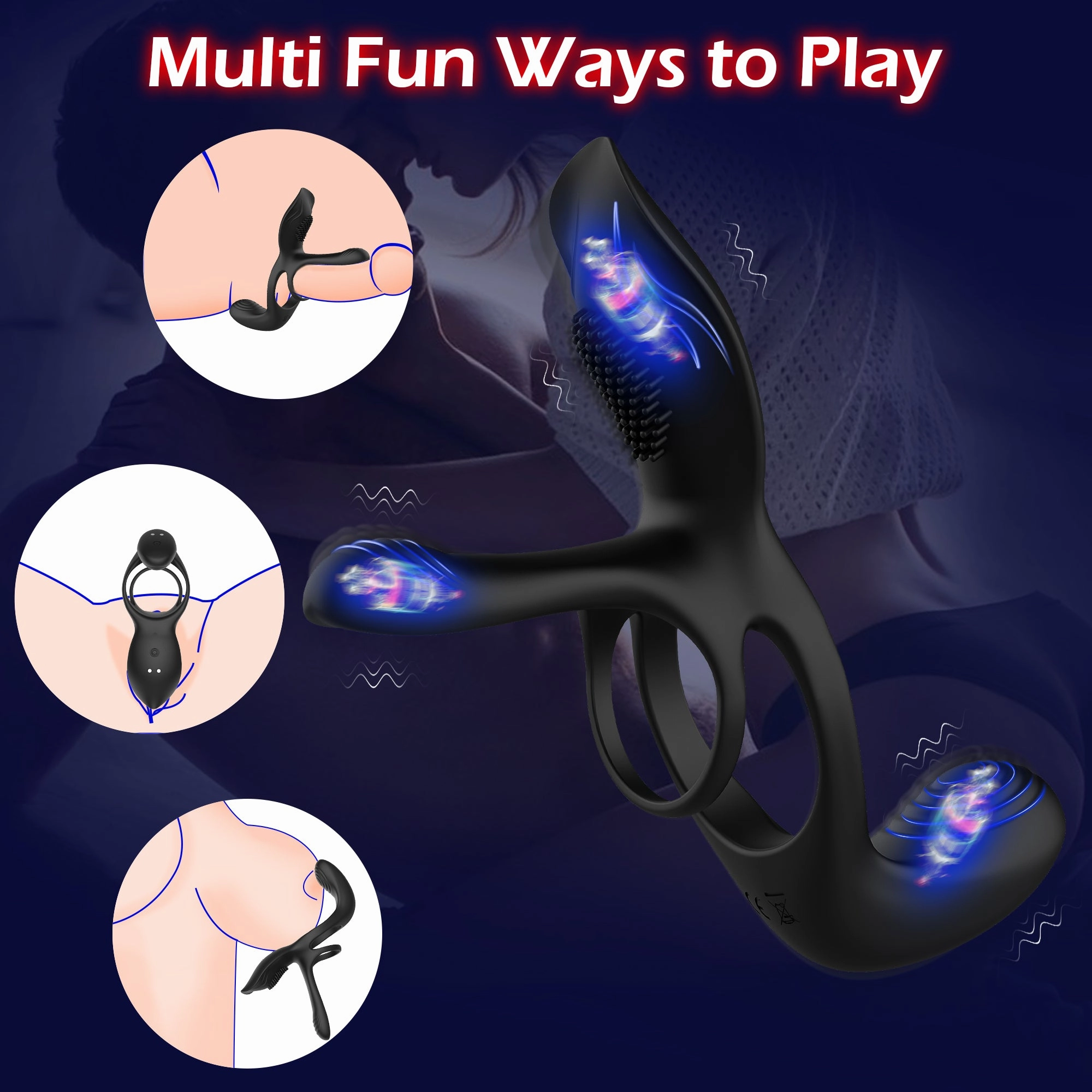 KERERO 3 in 1 Vibrating Penis Ring with 10 Modes