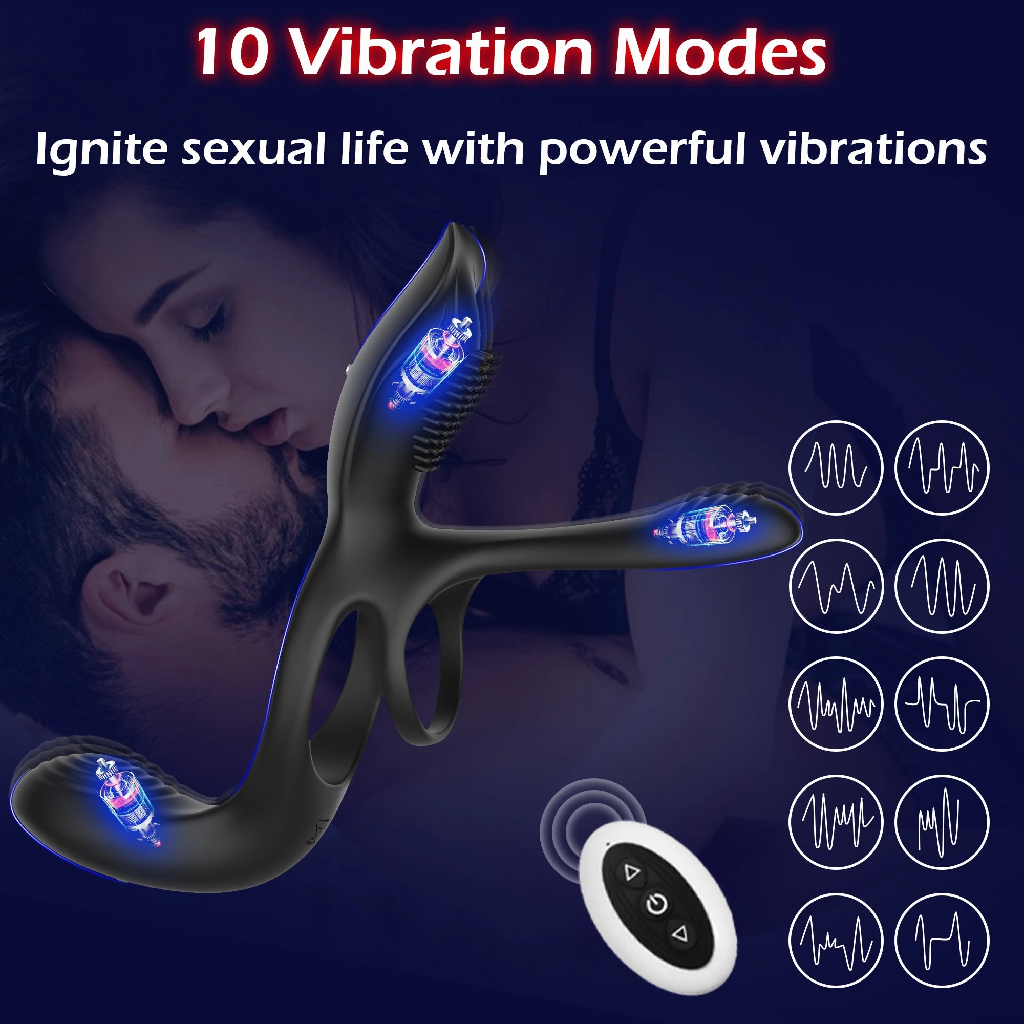 KERERO 3 in 1 Vibrating Penis Ring with 10 Modes