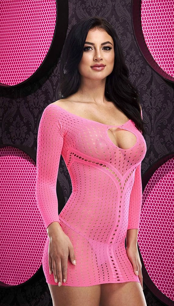 Long Sleeve Keyhole Mini Dress