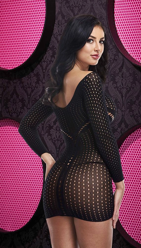 Long Sleeve Keyhole Mini Dress