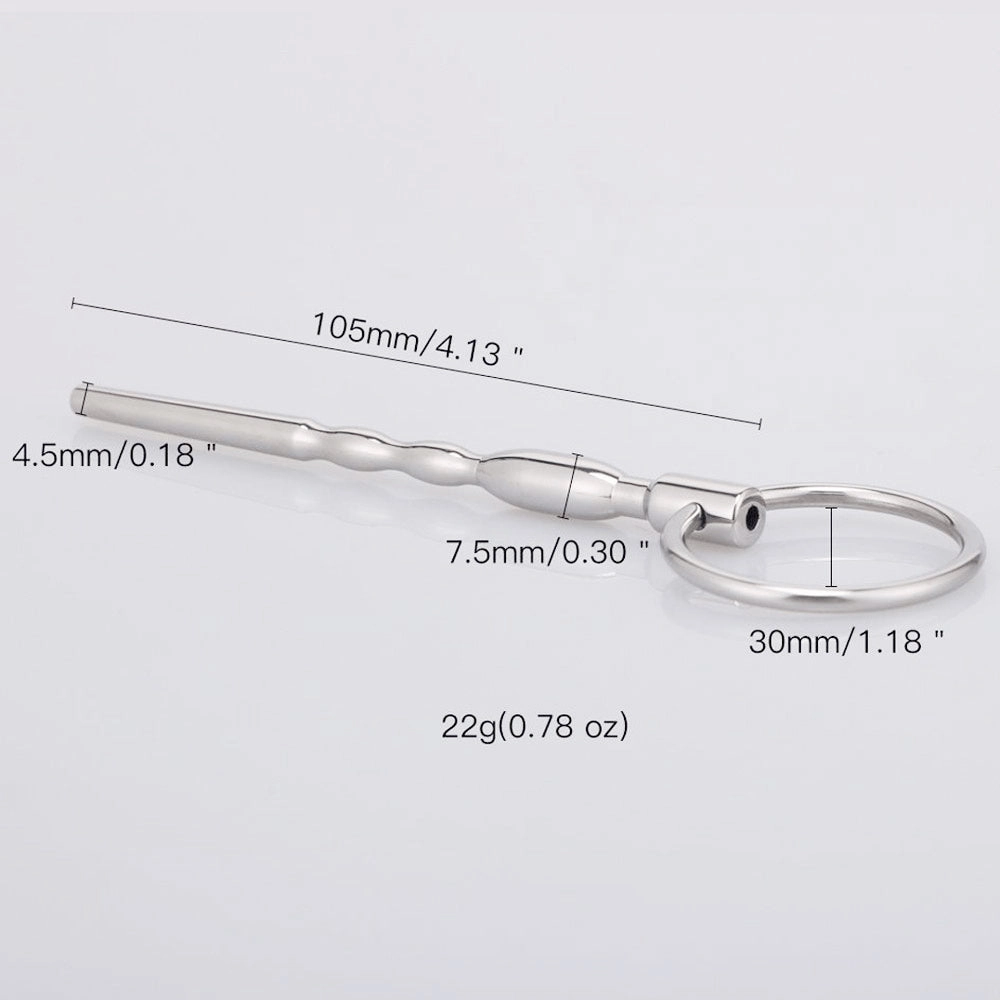 Love in Leather Hollow Metal Urethral Sound With Ring
