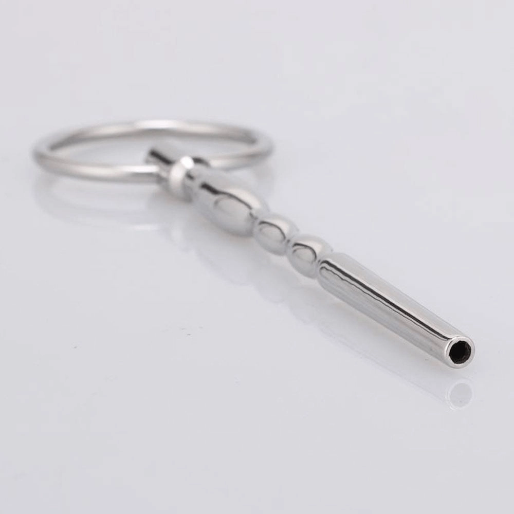 Love in Leather Hollow Metal Urethral Sound With Ring
