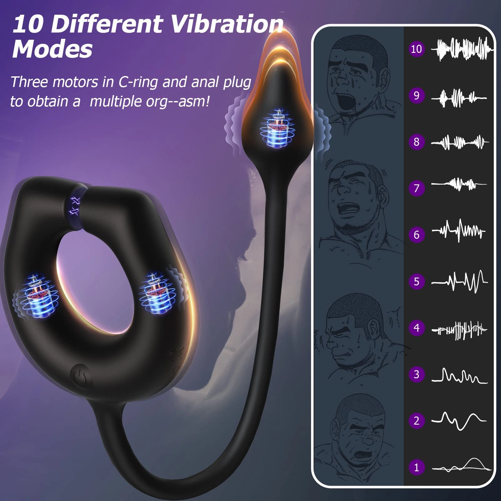 Magnetic Cock Ring with 10 Vibrations