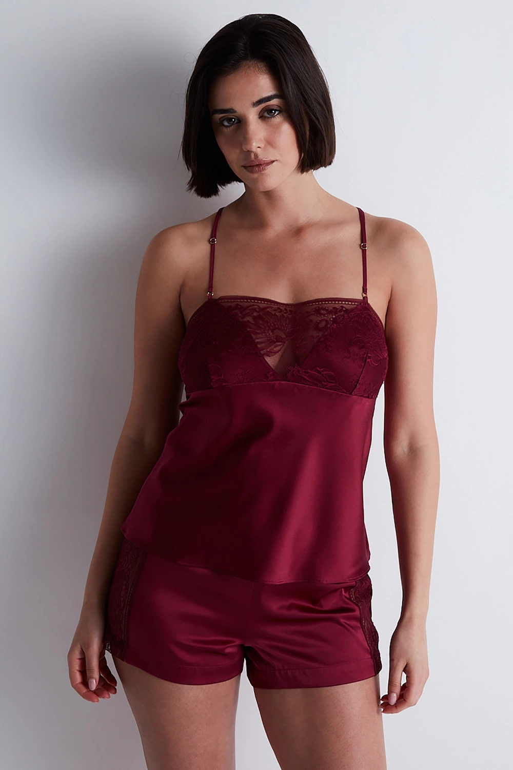 Midnight Whisper Silk Shorts Crimson Red
