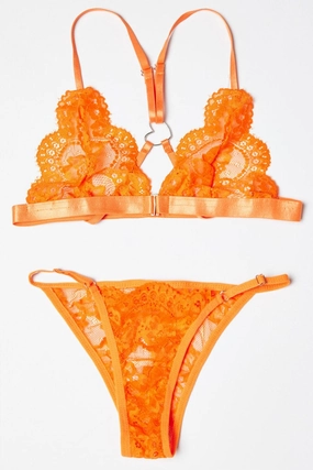 Orange Lace Lingerie Set