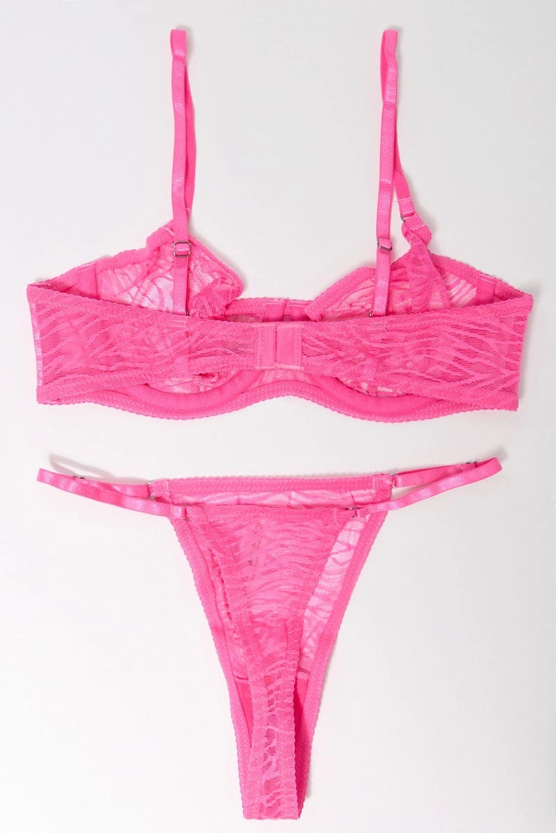 Pink Mesh Lingerie Set