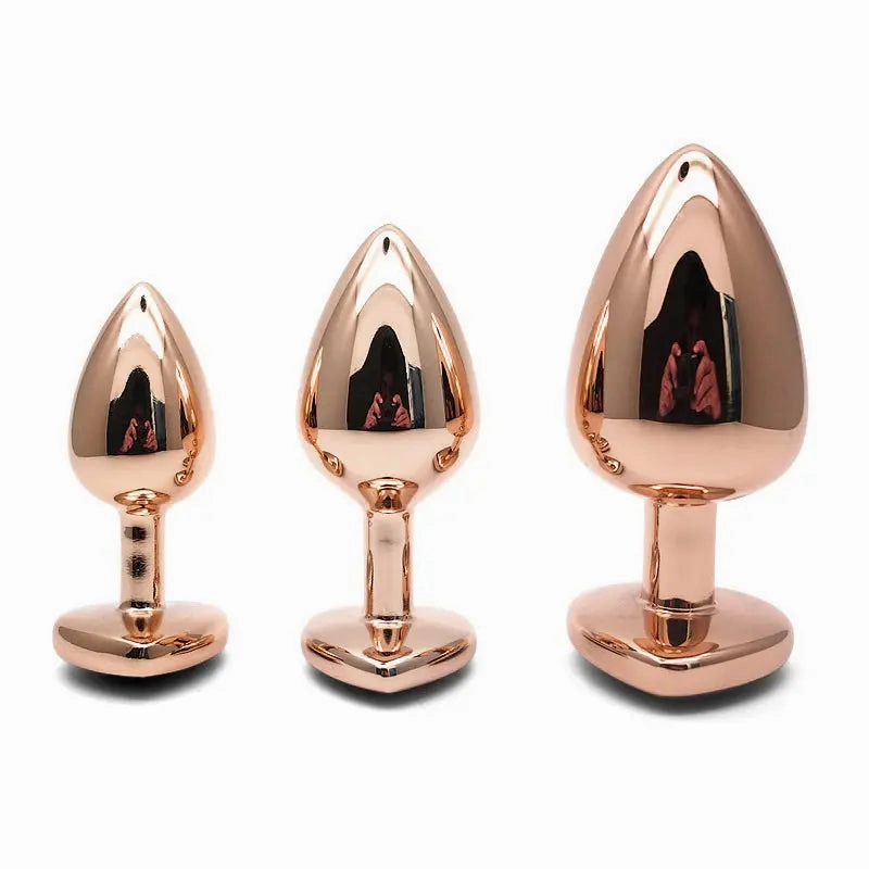 Quusvik - Multi-size stone Colored Rose Gold heart butt plug