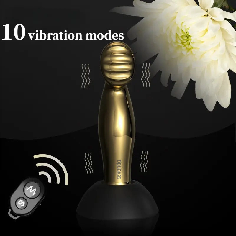 Quusvik Gold-Plated Wireless Prostate Massager with Remote - Deluxe Anal Plug