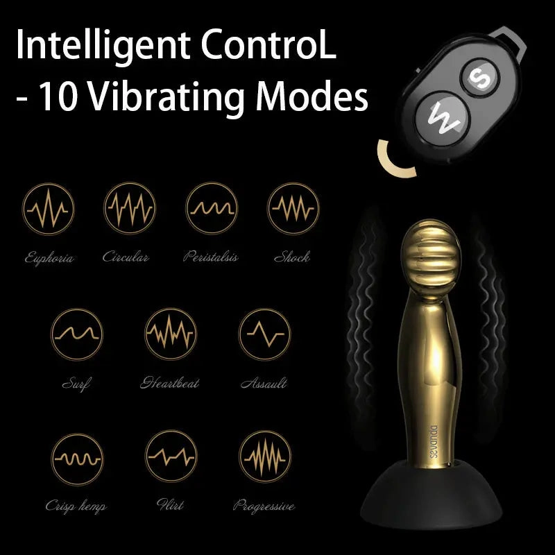 Quusvik Gold-Plated Wireless Prostate Massager with Remote - Deluxe Anal Plug
