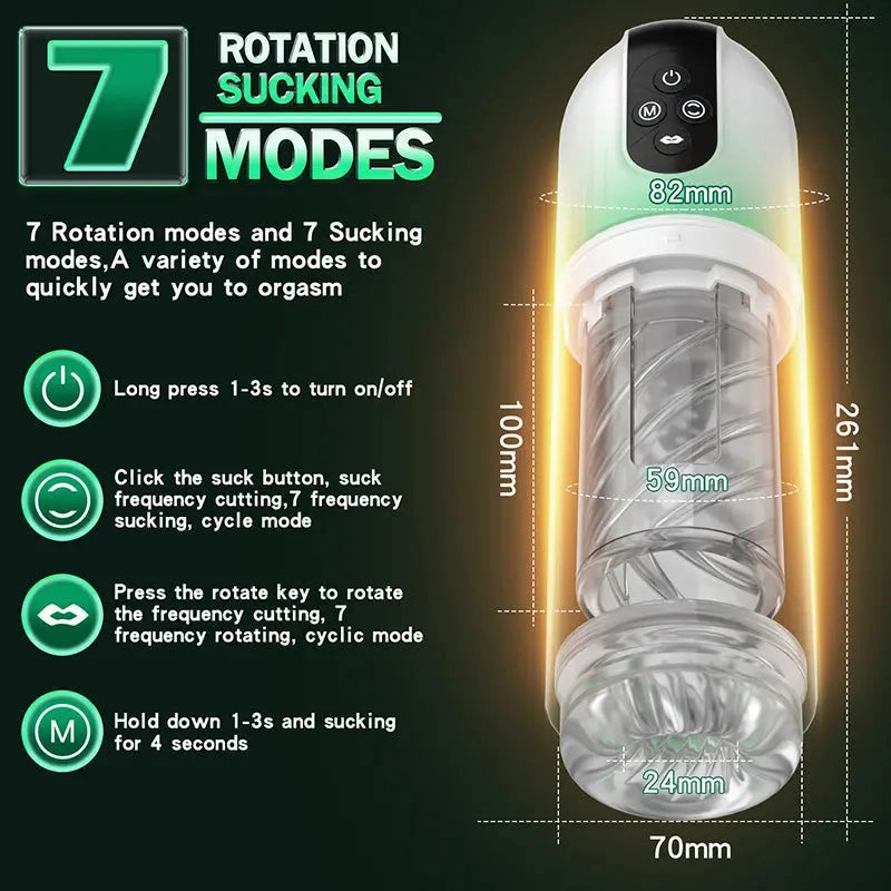 Quusvik Male Tongue Licking & Rotating Suction Toy, Waterproof