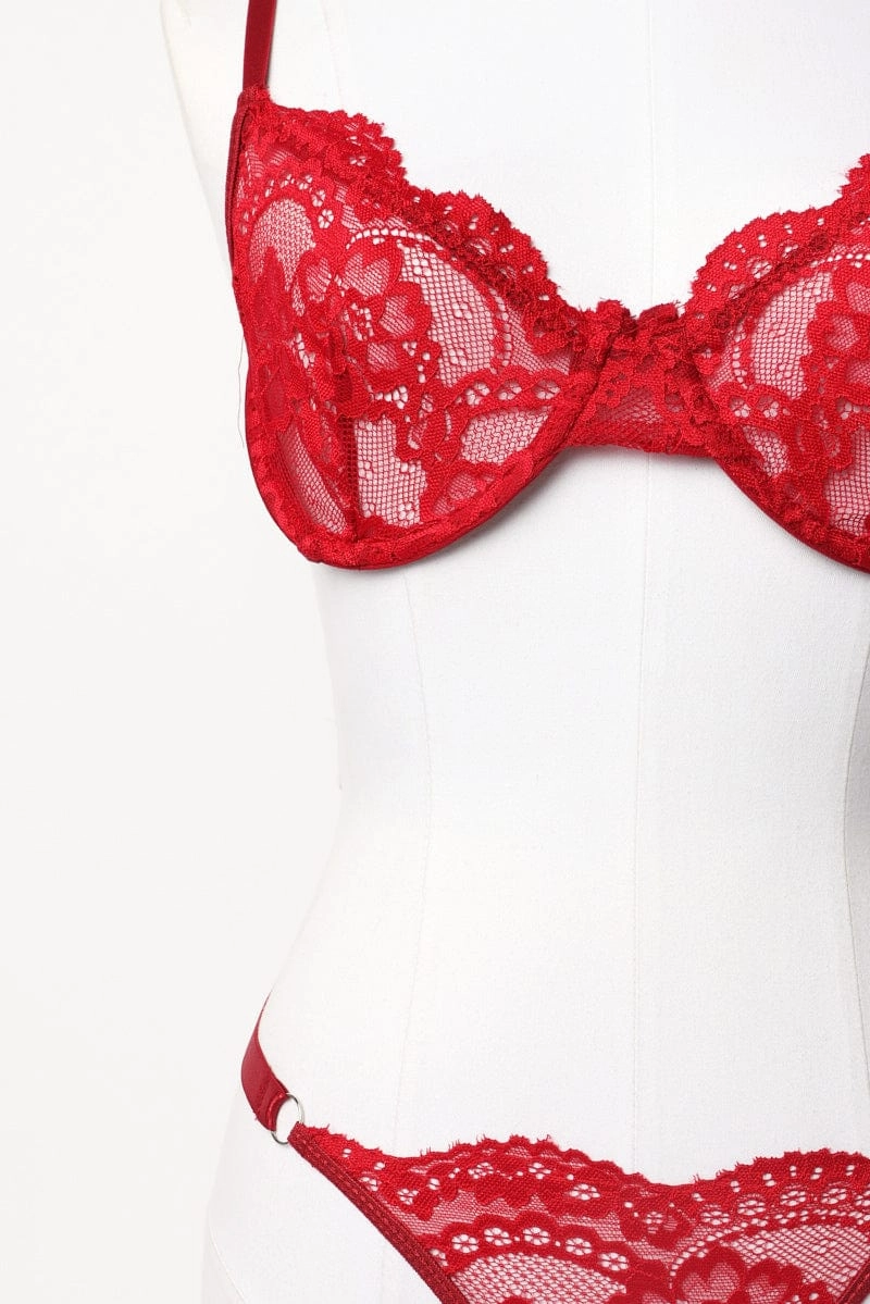 Red Lace Lingerie Set